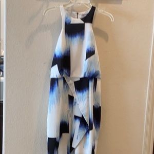 High-Low/Maxi-midi White/Blue/Black Dress